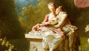two lovers in a garden